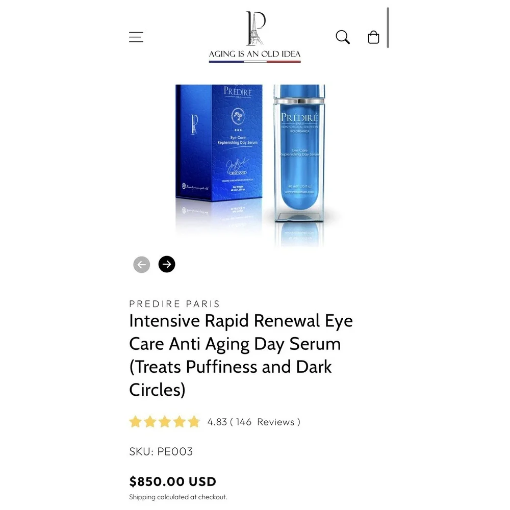 Predire Paris Obsessed Eye Care Replenishing Day Serum Anti-Aging 40ml MSRP:$850
